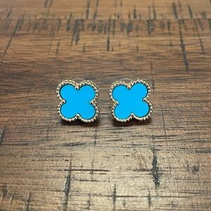 Turquoise & Gold Oversized Stud Earrings 💛